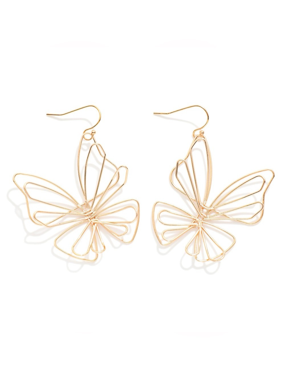 Gold Butterfly Wireframe Drop Earrings